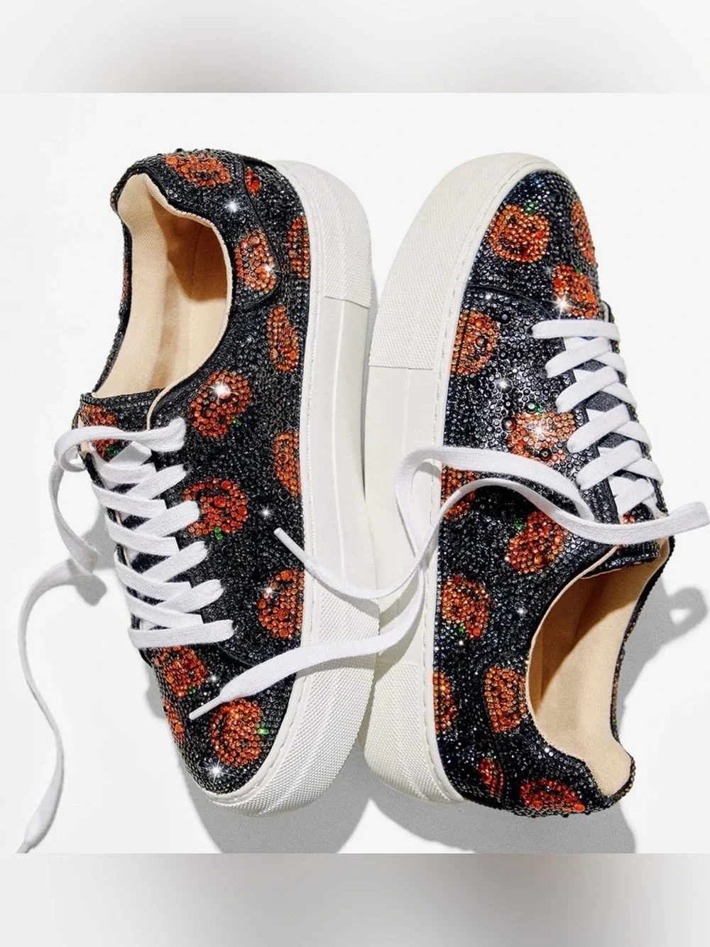 Betsey Johnson Black and Orange Pumpkin Platform Sneakers Women's